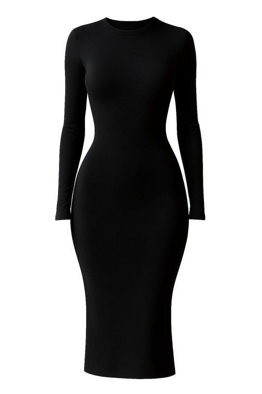 THE SHADOW DRESS – Long Black Second-Skin Gown