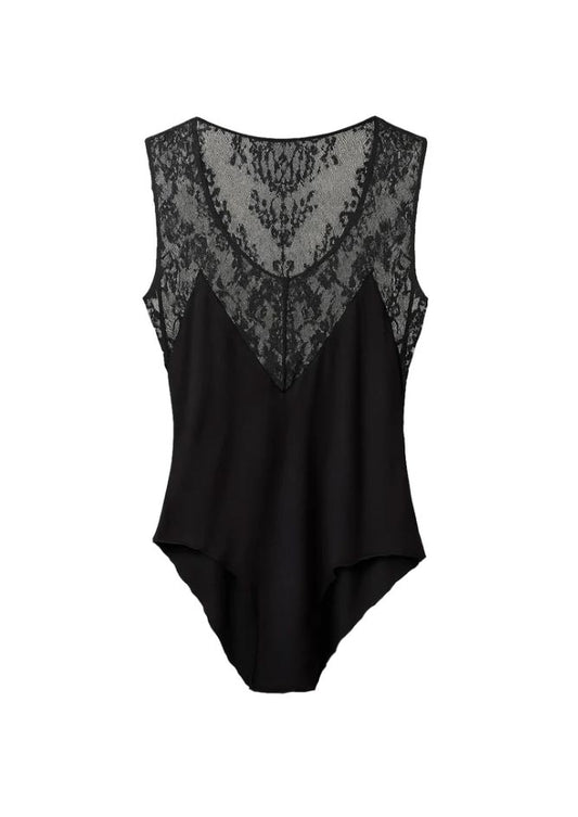 Ritual Noir — Lace-Trimmed Sculpted Bodysuit