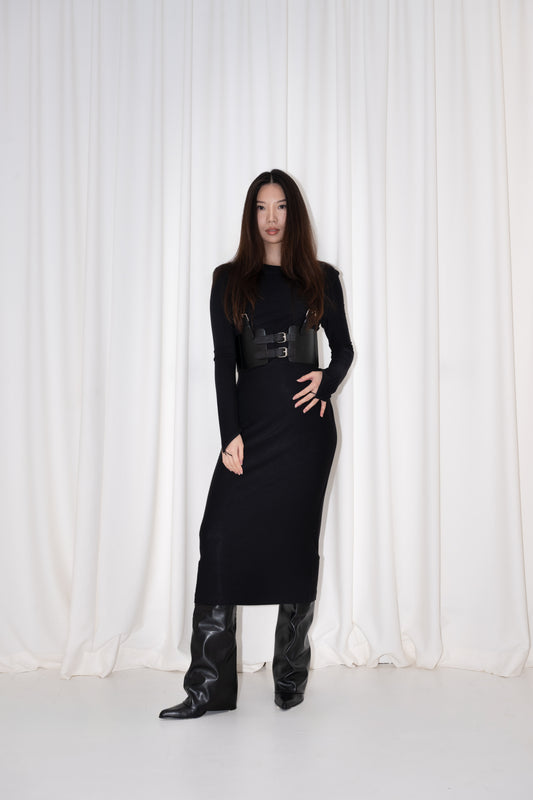 Long Black Knit Dress